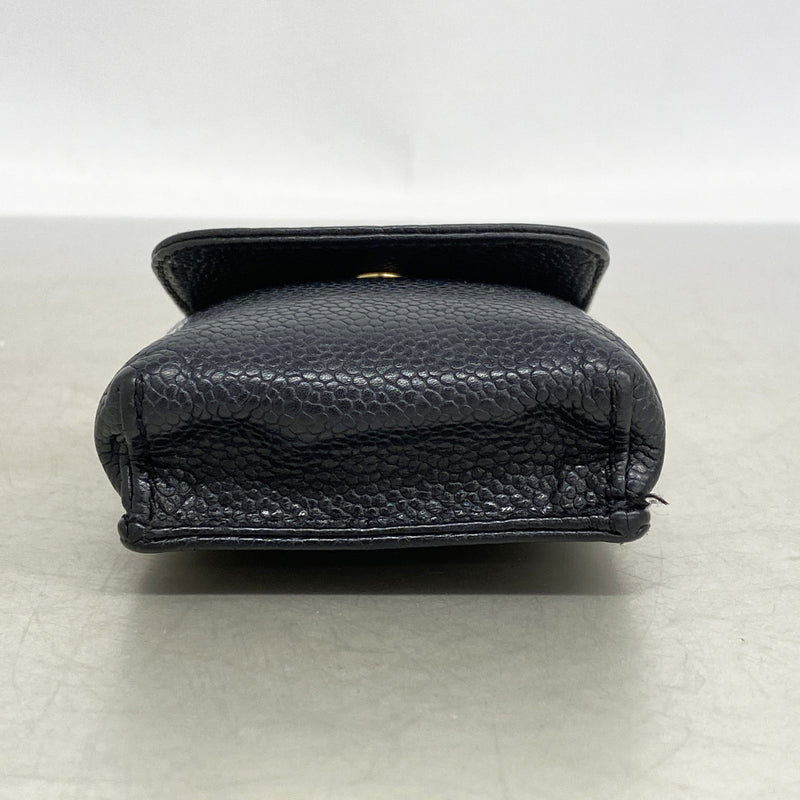 【6kb1424】シャネル シガレットケース キャビアスキン ブラック ゴールド金具【中古】レディース