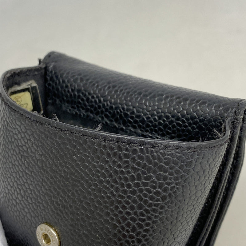 【6kb1424】シャネル シガレットケース キャビアスキン ブラック ゴールド金具【中古】レディース