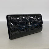 【6kb1437】ルイヴィトン 長財布 ヴェルニ ポルトフォイユサラ M90080 ノワールマニエティック【中古】レディース