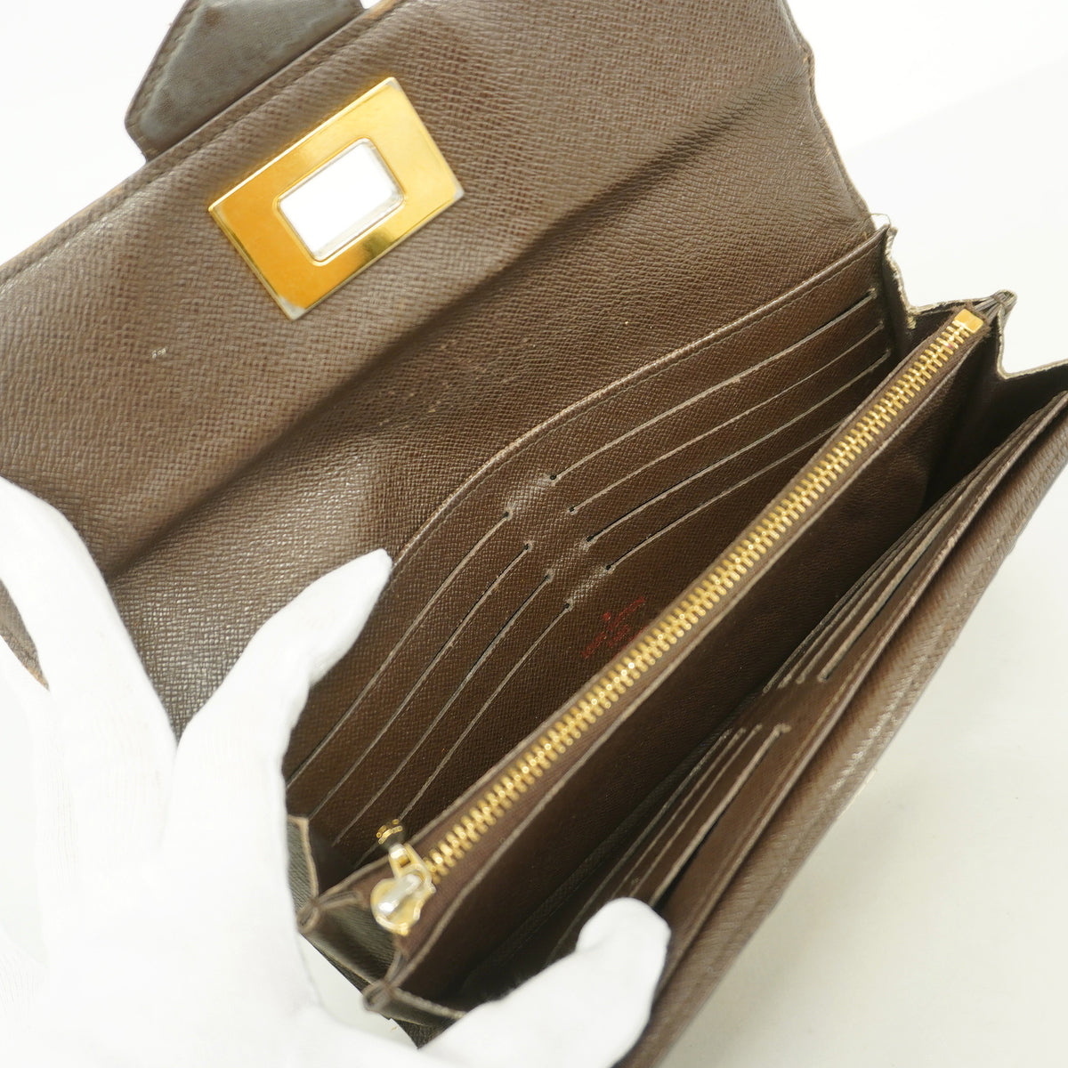 【6kb1506】ルイヴィトン 長財布 ダミエ ポルトフォイユローズベリー N63017 エベヌ【中古】レディース