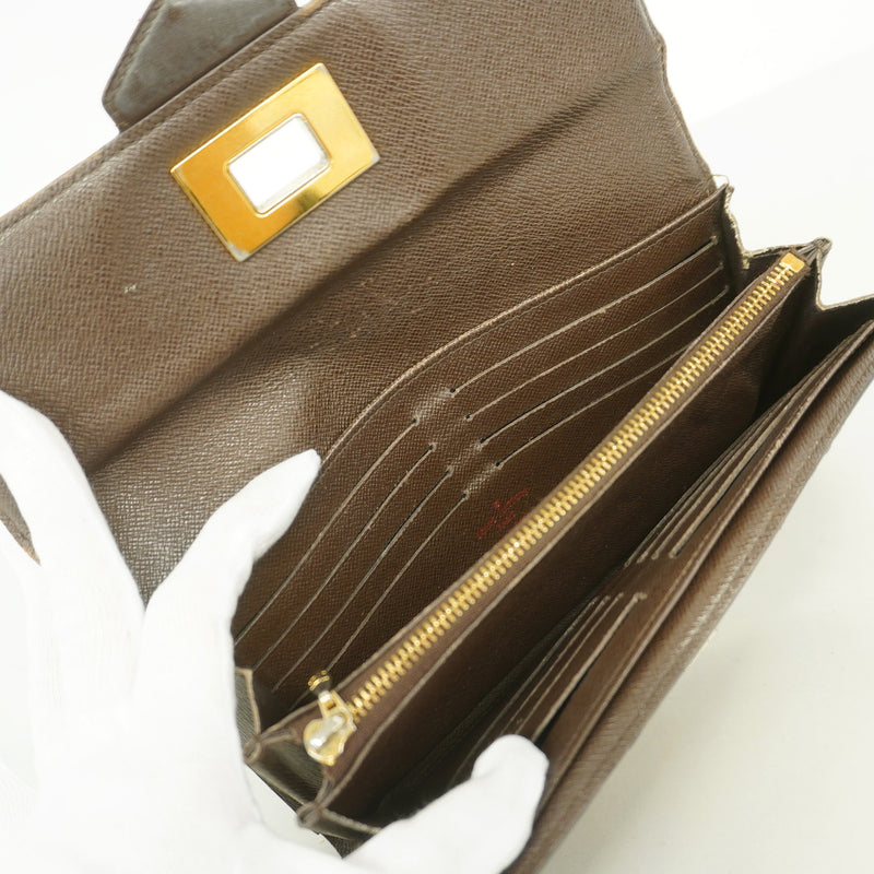 【6kb1506】ルイヴィトン 長財布 ダミエ ポルトフォイユローズベリー N63017 エベヌ【中古】レディース