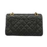 【6kb1527】シャネル ショルダーバッグ マトラッセ Wフラップ Wチェーン ラムスキン ブラック ゴールド金具【中古】レディース