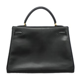 【6kb1532】エルメス ハンドバッグ ケリー32 ボックスカーフ ブラック ゴールド金具 〇W刻印 2wayバッグ【中古】レディース