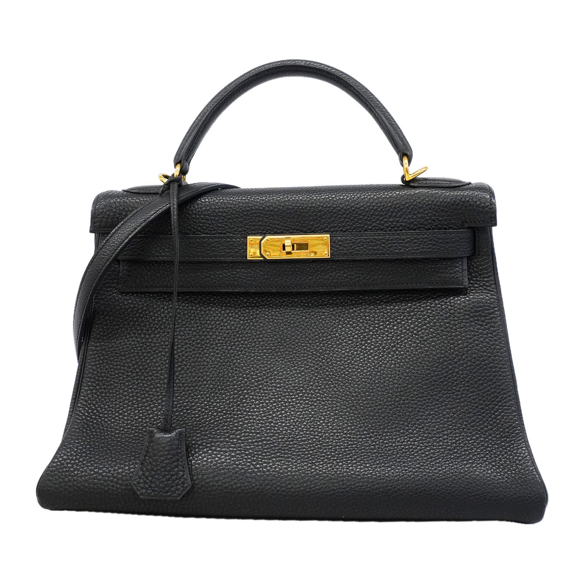【6kb1533】エルメス ハンドバッグ ケリー32 トリヨンクレマンス ブラック ゴールド金具 □D刻印 2wayバッグ【中古】レディース
