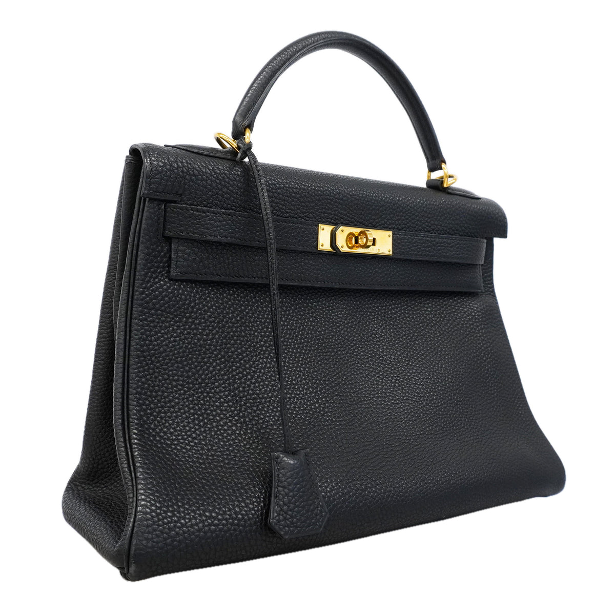 【6kb1533】エルメス ハンドバッグ ケリー32 トリヨンクレマンス ブラック ゴールド金具 □D刻印 2wayバッグ【中古】レディース