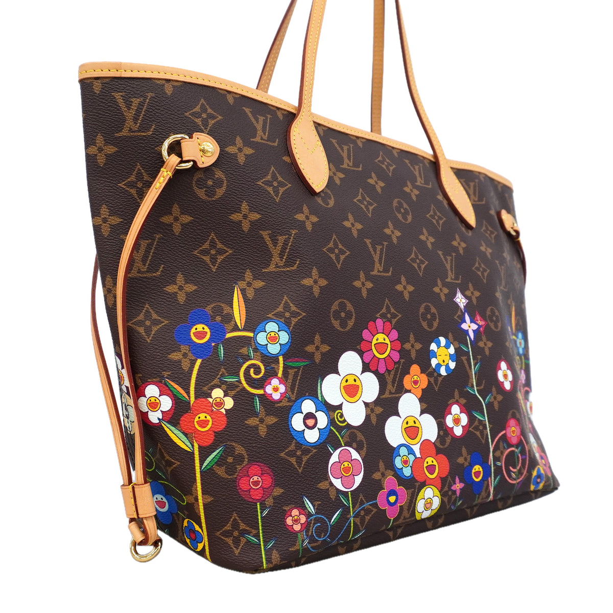 【6kb1537】ルイヴィトン トートバッグ モノグラム LV×TM ネヴァーフルMM 村上隆 M13271 ブラウン【中古】レディース