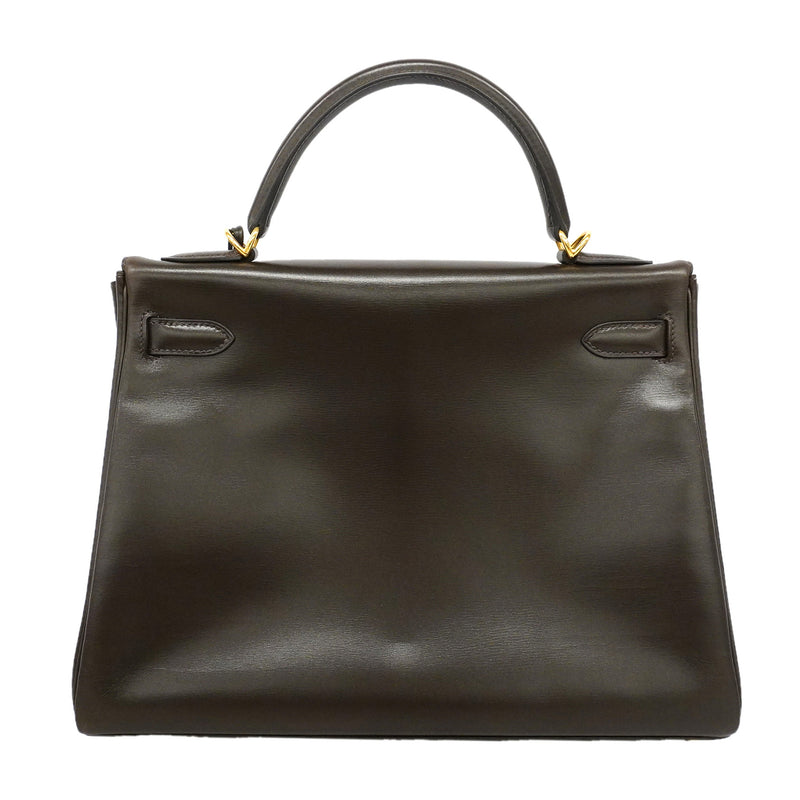 【6kb1540】エルメス ハンドバッグ ケリー32 ボックスカーフ テール ゴールド金具 □D刻印 2wayバッグ【中古】レディース
