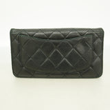 【6kb1562】シャネル 長財布 マトラッセ ラムスキン ブラック シルバー金具【中古】レディース