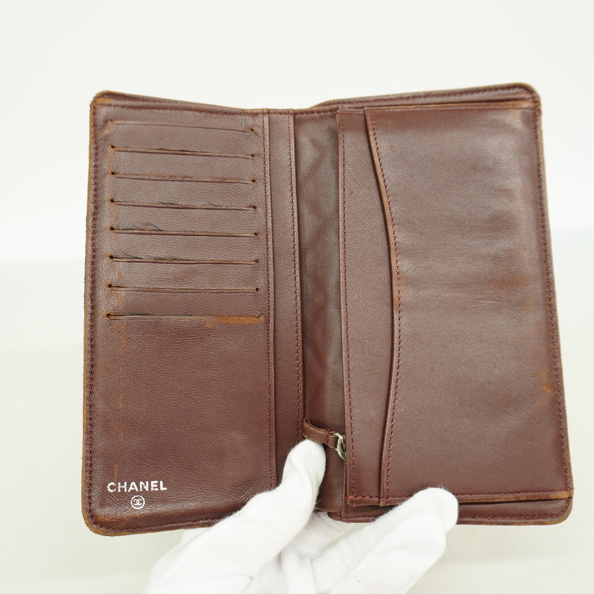 【6kb1562】シャネル 長財布 マトラッセ ラムスキン ブラック シルバー金具【中古】レディース
