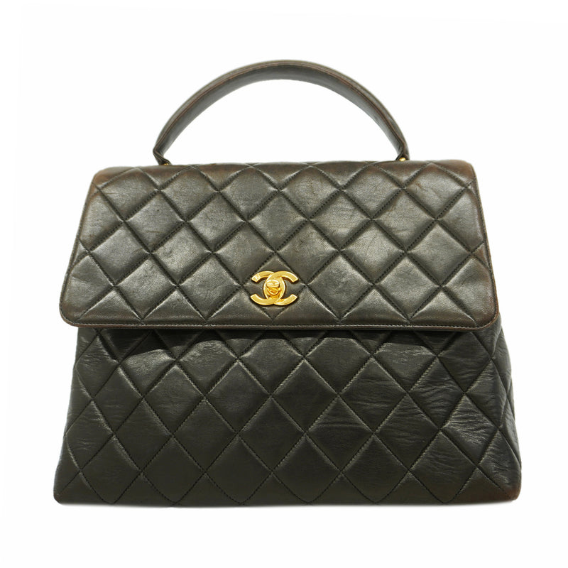 【6kb1566】シャネル ハンドバッグ マトラッセ ラムスキン ブラック ゴールド金具【中古】レディース