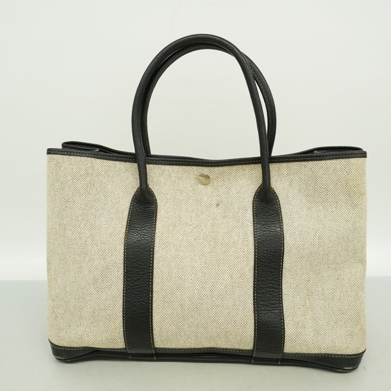 【6kb1626】エルメス トートバッグ ガーデンパーティPM トワルアッシュ ブラック シルバー金具 □G刻印【中古】レディース