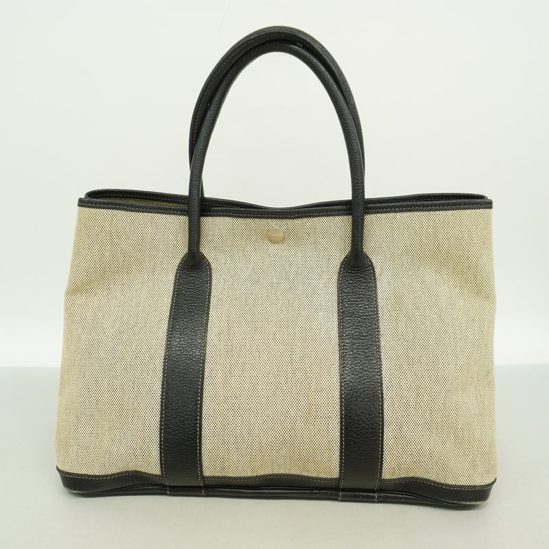 【6kb1627】エルメス トートバッグ ガーデンパーティPM トワルアッシュ ブラック シルバー金具 □H刻印【中古】レディース