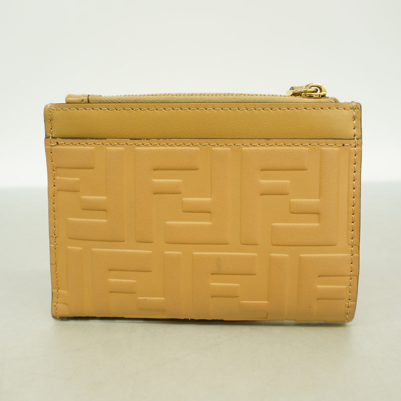 【6kb1635】フェンディ コインケース ズッカ レザー ベージュ ゴールド金具【中古】レディース