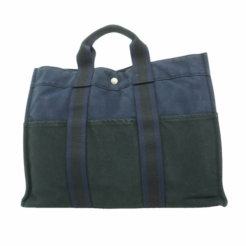 【6kb1656】エルメス トートバッグ フールトゥMM キャンバス ブラック シルバー金具【中古】メンズ レディース ユニセックス