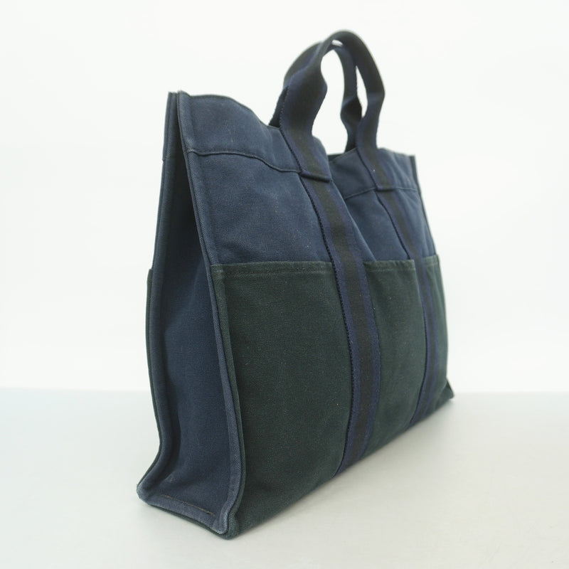 【6kb1656】エルメス トートバッグ フールトゥMM キャンバス ブラック シルバー金具【中古】メンズ レディース ユニセックス