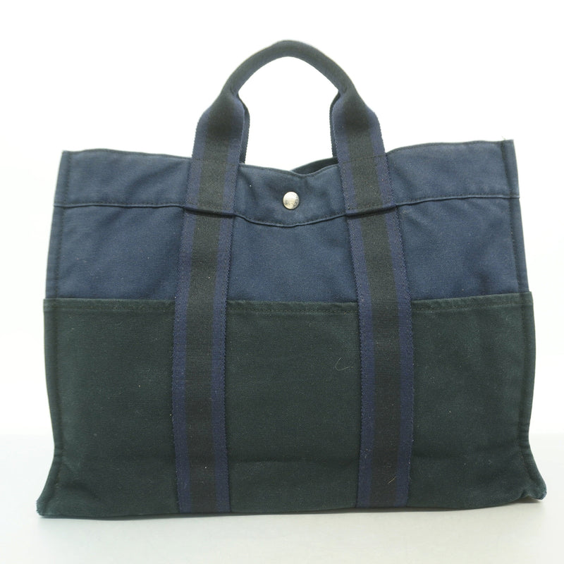 【6kb1656】エルメス トートバッグ フールトゥMM キャンバス ブラック シルバー金具【中古】メンズ レディース ユニセックス
