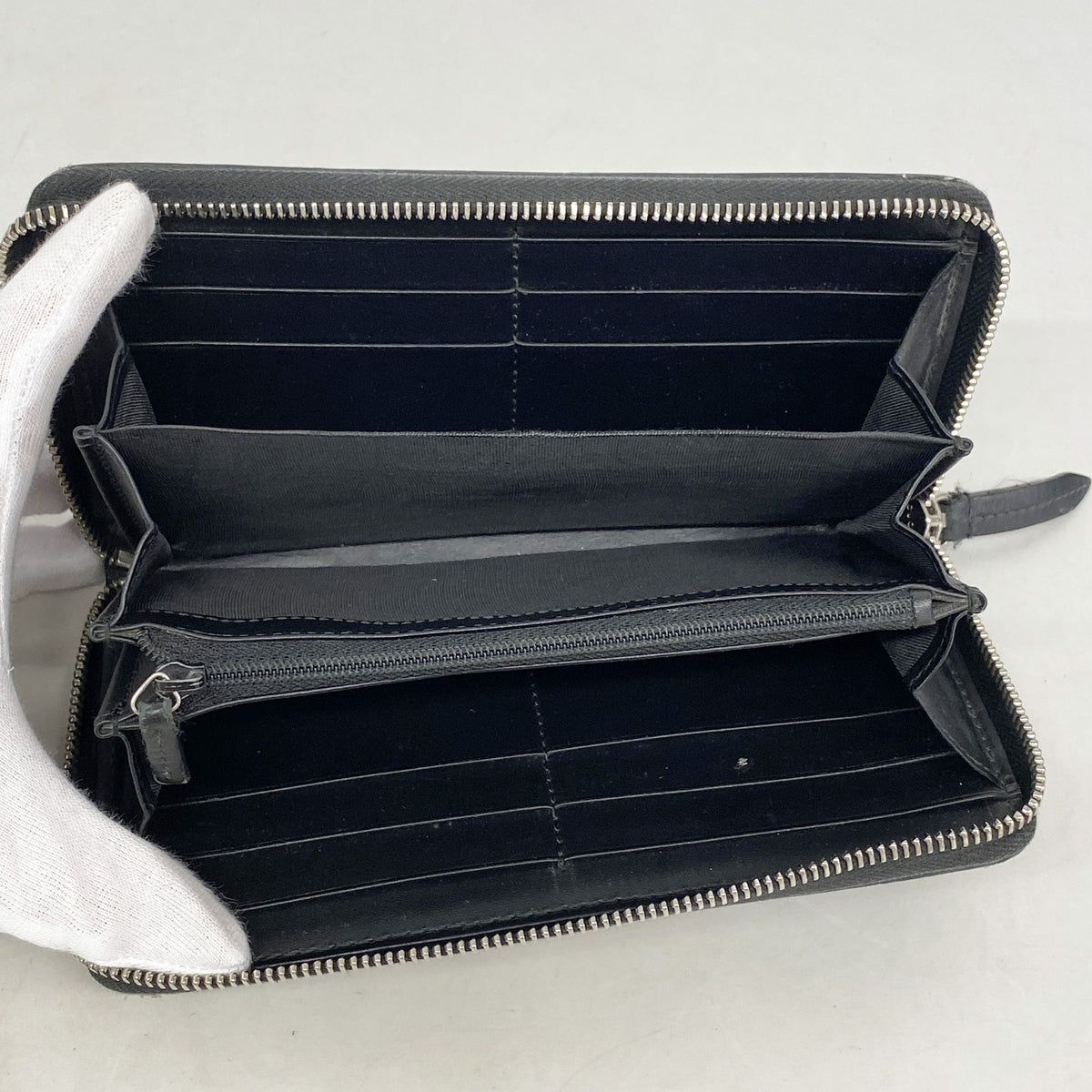 【6kb1730】グッチ 長財布 GGスプリーム 451273 PVC ブラック シルバー金具【中古】メンズ