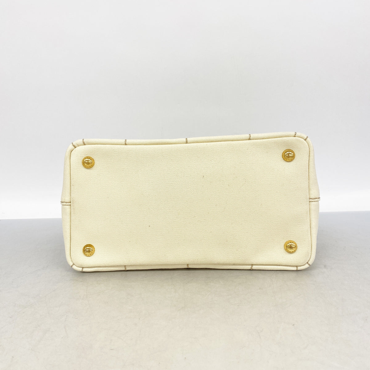 【6kb1733】プラダ トートバッグ カナパ キャンバス アイボリー ゴールド金具 2wayバッグ【中古】レディース