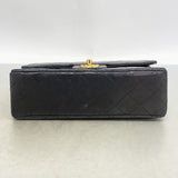 【6kb1749】シャネル ショルダーバッグ マトラッセ Wフラップ Wチェーン ラムスキン ブラック ゴールド金具【中古】レディース