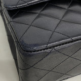【6kb1749】シャネル ショルダーバッグ マトラッセ Wフラップ Wチェーン ラムスキン ブラック ゴールド金具【中古】レディース