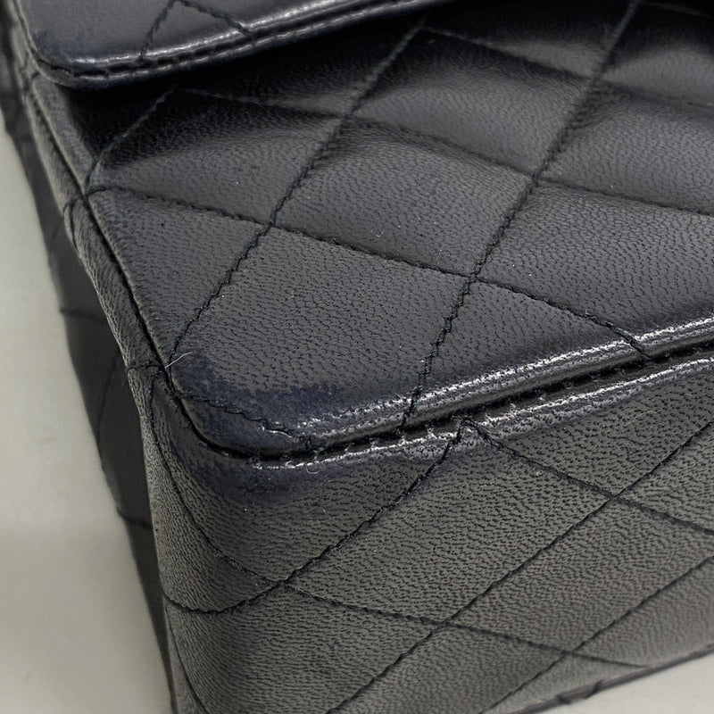 【6kb1749】シャネル ショルダーバッグ マトラッセ Wフラップ Wチェーン ラムスキン ブラック ゴールド金具【中古】レディース