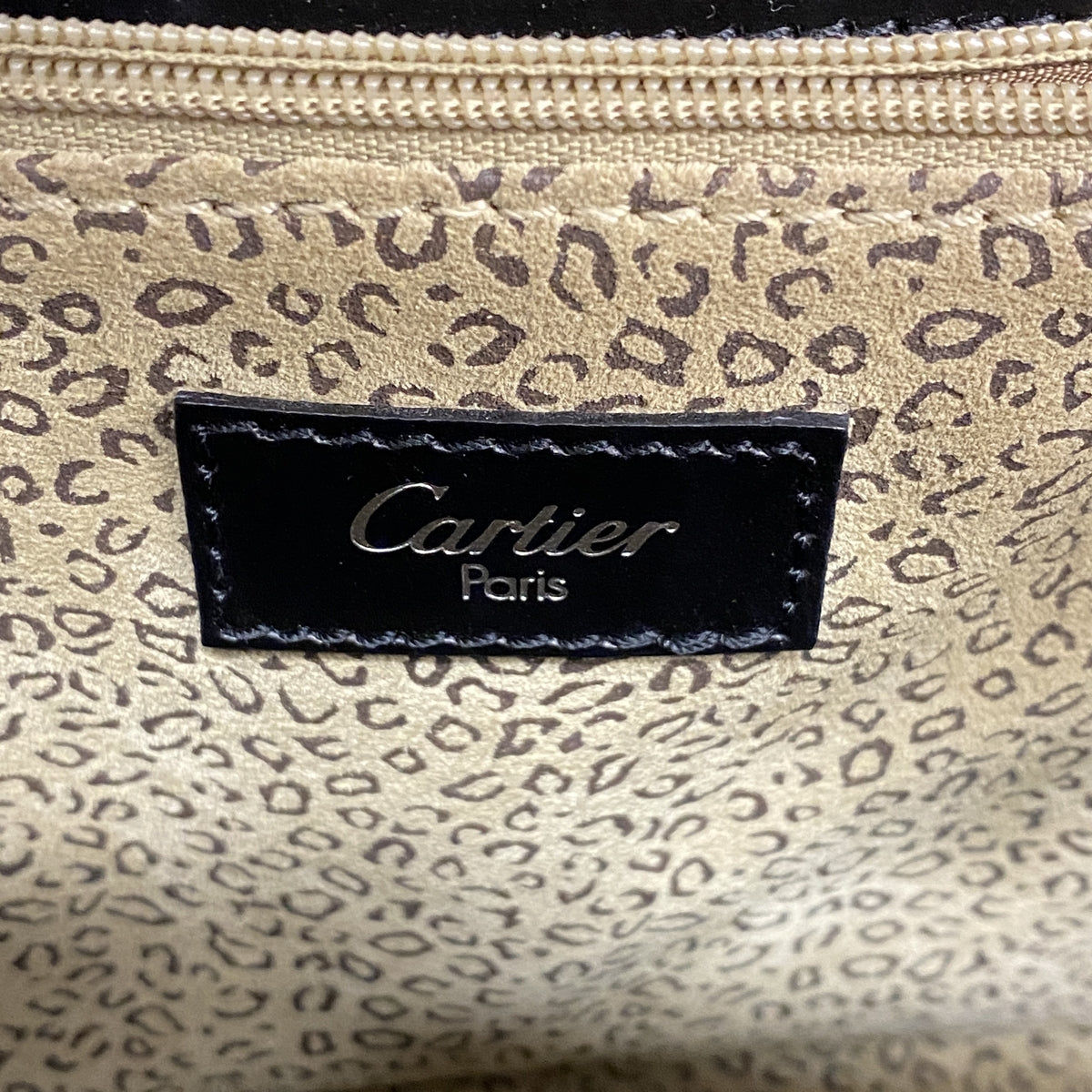 【6kb1756】カルティエ ハンドバッグ パンテール レザー ブラック シルバー金具【中古】レディース