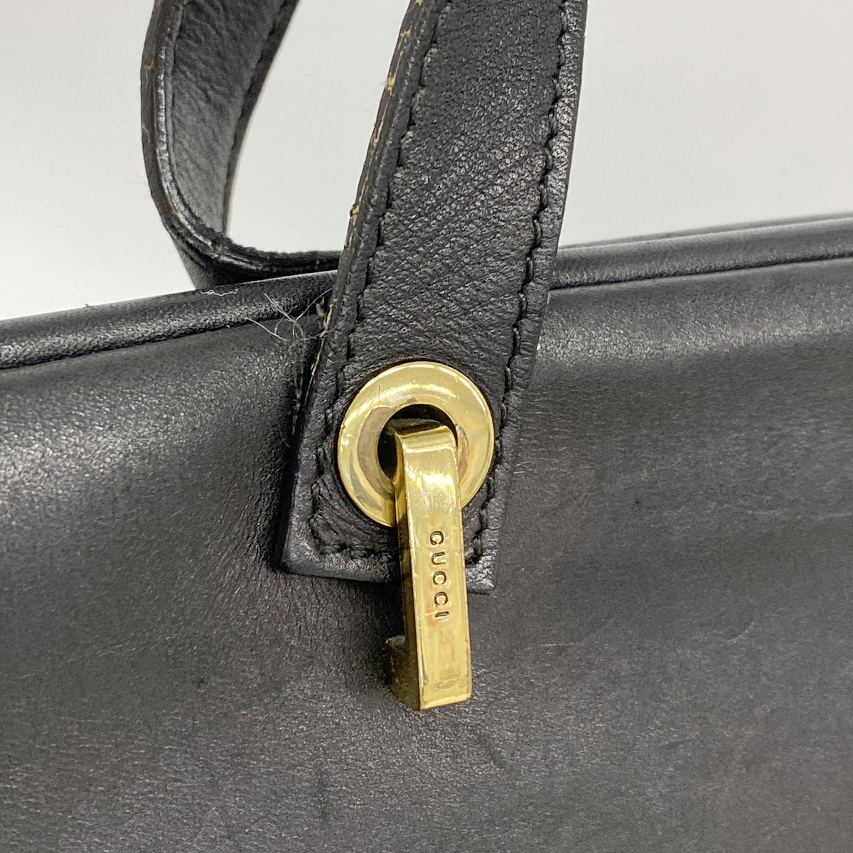 【6kb1760】グッチ トートバッグ 92731 デニム ブラック ゴールド金具【中古】レディース