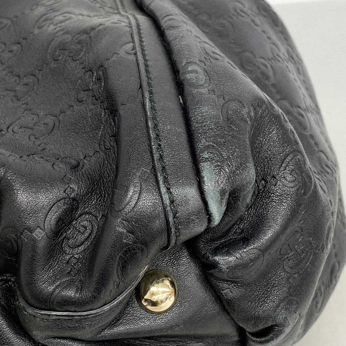 【6kb1778】グッチ トートバッグ グッチシマ アビー 189835 レザー ブラック シャンパンゴールド金具【中古】レディース