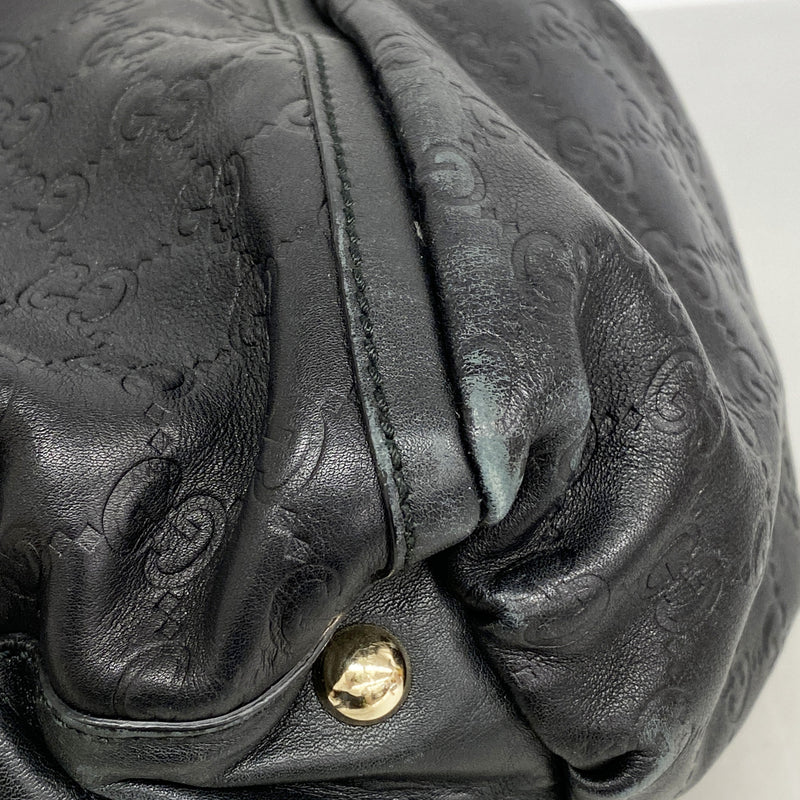 【6kb1778】グッチ トートバッグ グッチシマ アビー 189835 レザー ブラック シャンパンゴールド金具【中古】レディース