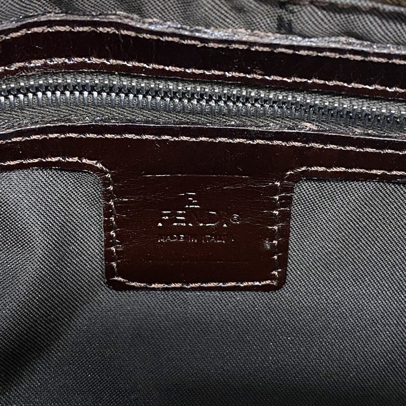 【6kb1788】フェンディ ハンドバッグ ズッカ マンマバケット ナイロンキャンバス ブラウン シルバー金具【中古】レディース