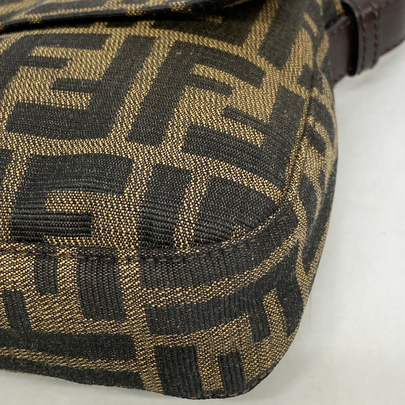 【6kb1788】フェンディ ハンドバッグ ズッカ マンマバケット ナイロンキャンバス ブラウン シルバー金具【中古】レディース