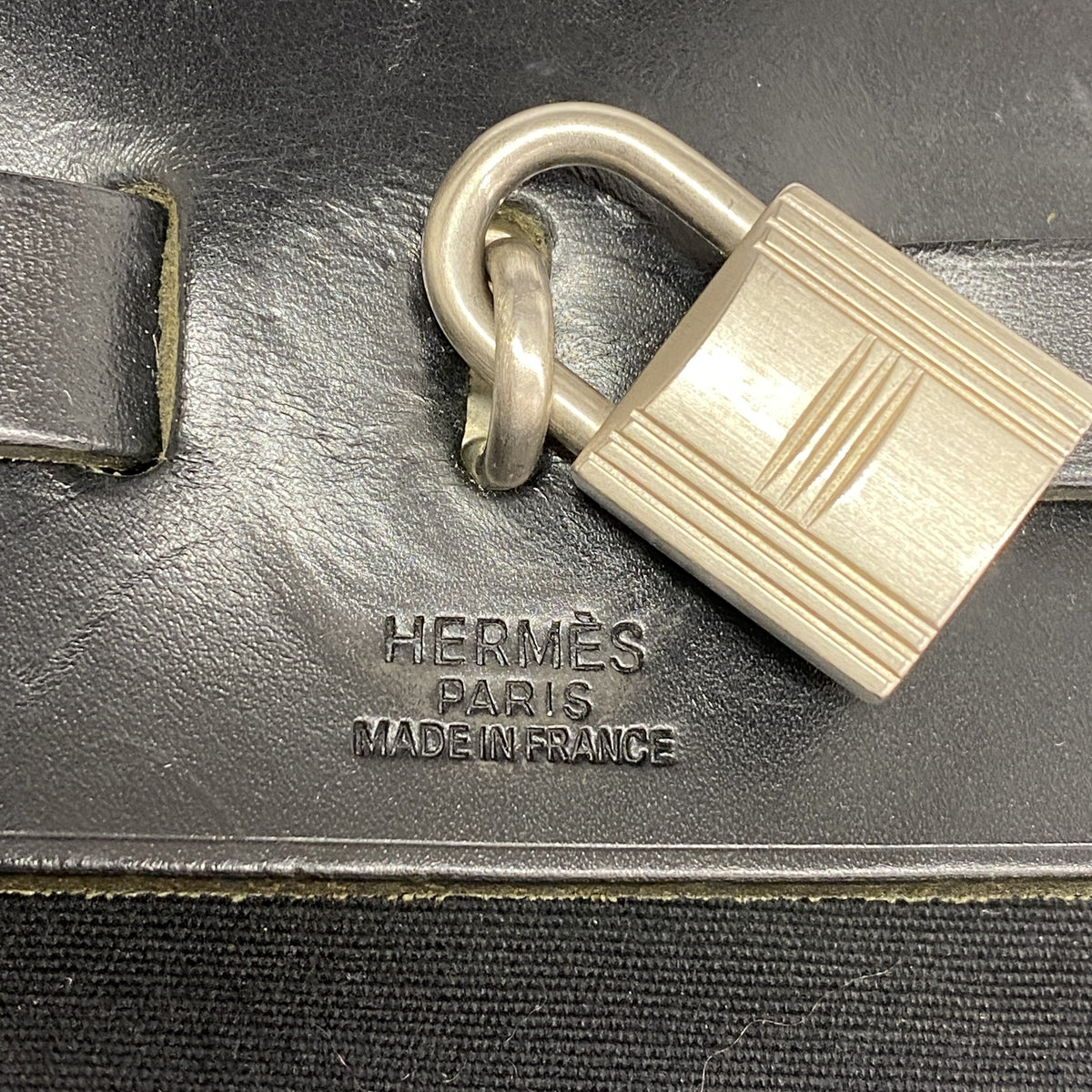 【6kb1801】エルメス ハンドバッグ エールバッグMM トワルオフィシエ ブラック シルバー金具 □C刻印 2wayバッグ【中古】レディース