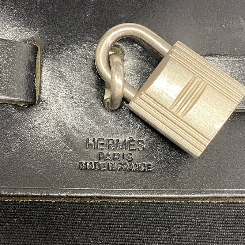 【6kb1801】エルメス ハンドバッグ エールバッグMM トワルオフィシエ ブラック シルバー金具 □C刻印 2wayバッグ【中古】レディース