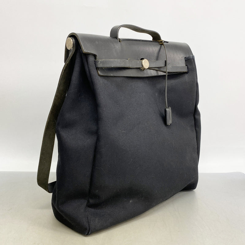 【6kb1801】エルメス ハンドバッグ エールバッグMM トワルオフィシエ ブラック シルバー金具 □C刻印 2wayバッグ【中古】レディース