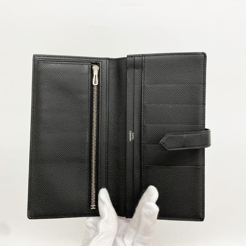 【6kb1802】エルメス 長財布 ベアンスフレ ヴォーエプソン ブラック シルバー金具 D刻印【中古】メンズ レディース ユニセックス
