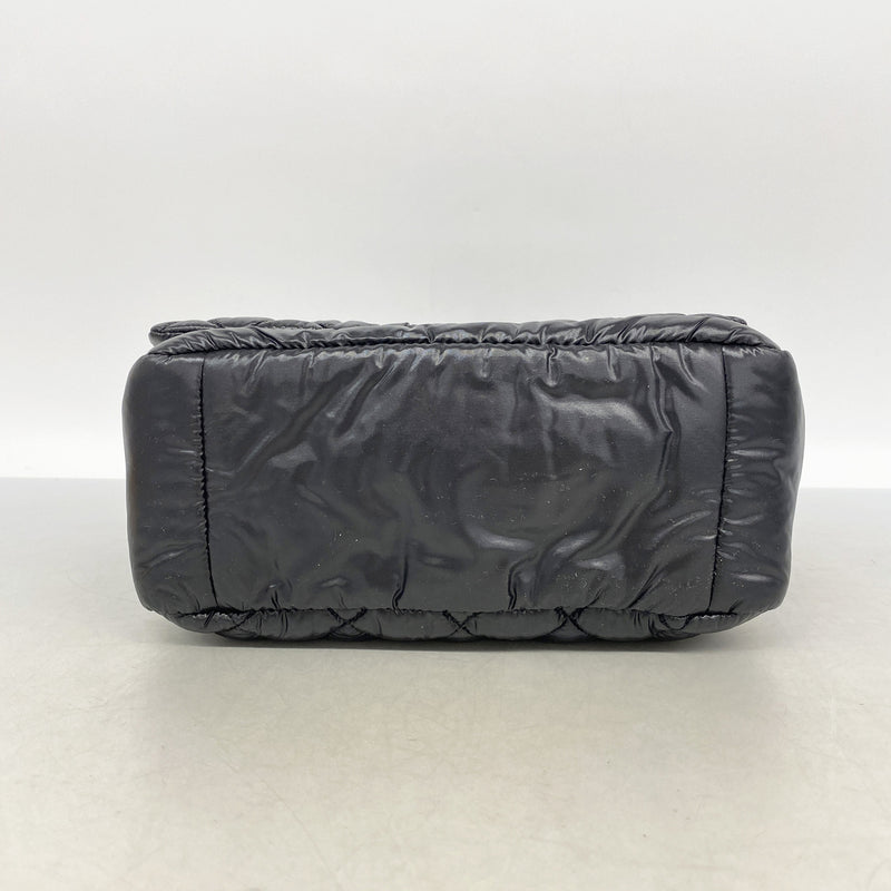 【6kb1841】シャネル ショルダーバッグ コココクーン ナイロン ブラック シルバー金具【中古】レディース