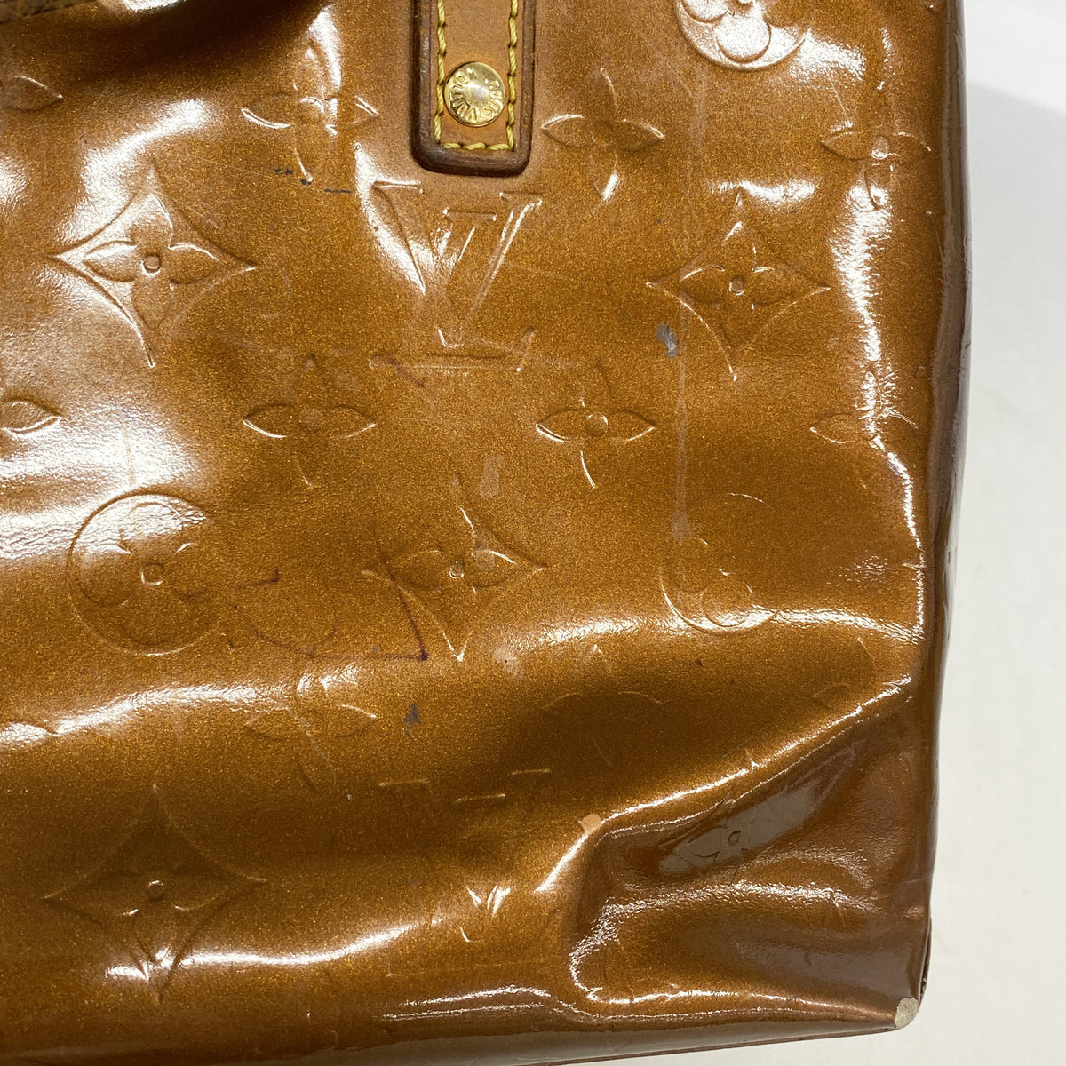 【6kb1881-h】ルイヴィトン ハンドバッグ ヴェルニ リードPM M91146 ブロンズ【中古】レディース
