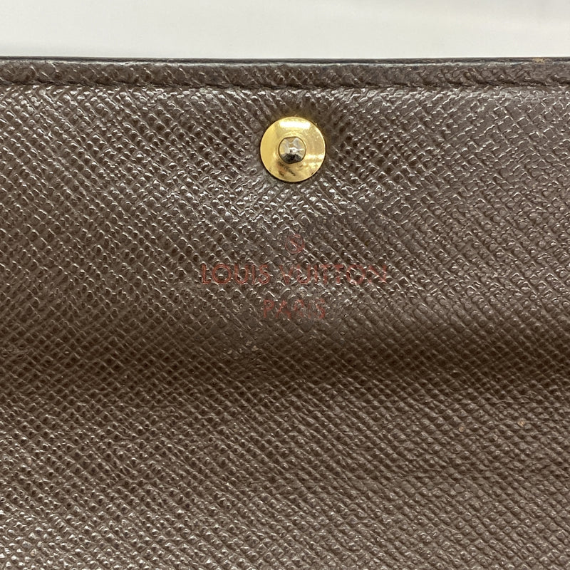 【6kb1889-h】ルイヴィトン 長財布 ダミエ ポルトフォイユサラ N61734 エベヌ【中古】レディース