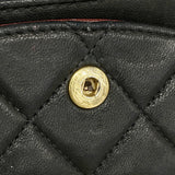 【6kb1892-h】シャネル ショルダーバッグ マトラッセ Wフラップ Wチェーン ラムスキン ブラック ゴールド金具【中古】レディース