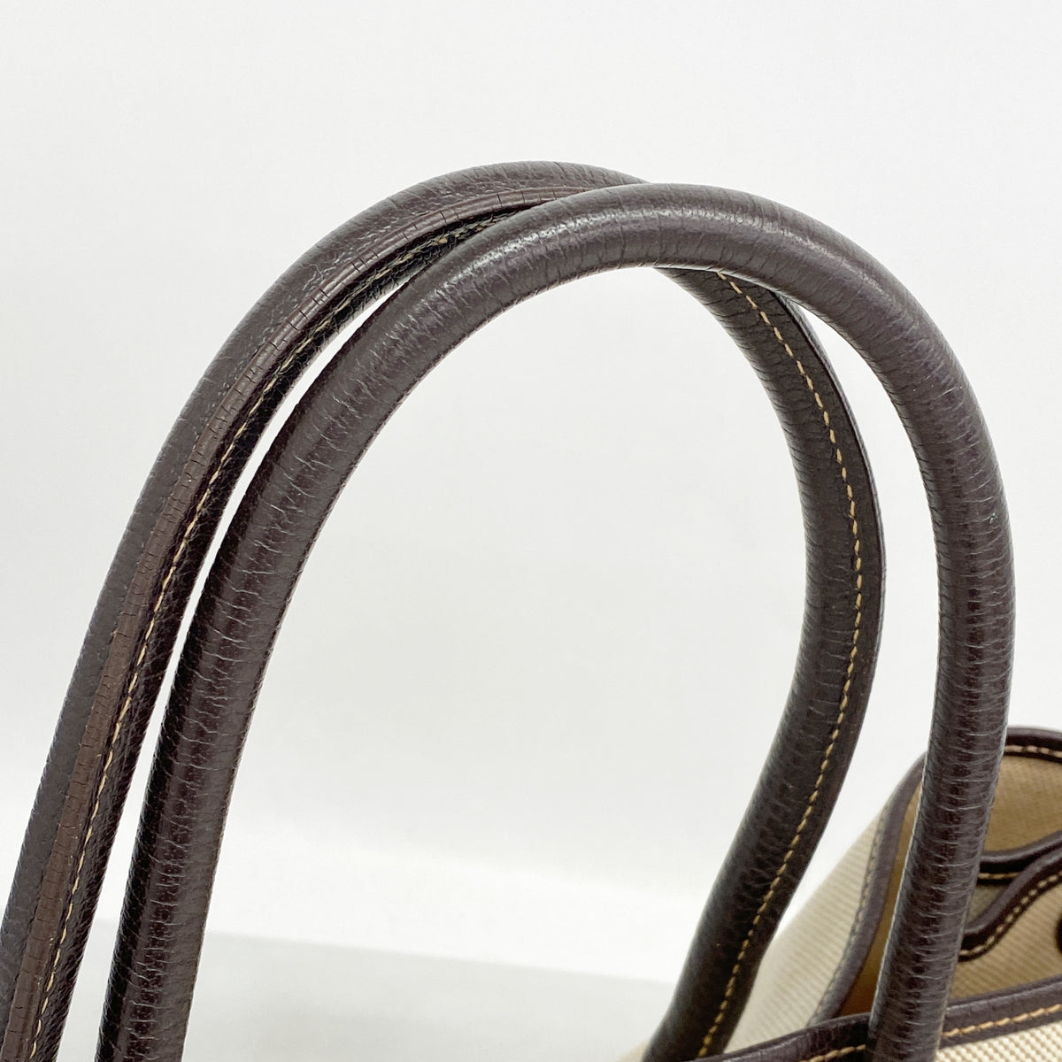 【6kb1894】エルメス トートバッグ ガーデンパーティPM トワルアッシュ ブラウン シルバー金具 □H刻印【中古】レディース