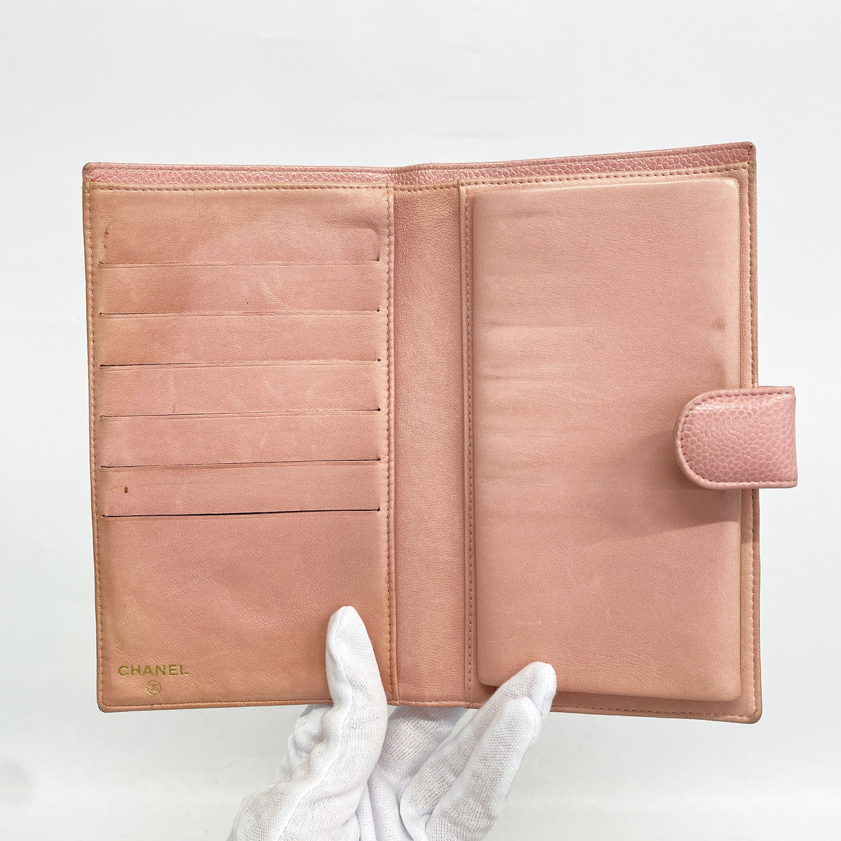 【6kb1903】シャネル 長財布 キャビアスキン ピンク ゴールド金具【中古】レディース