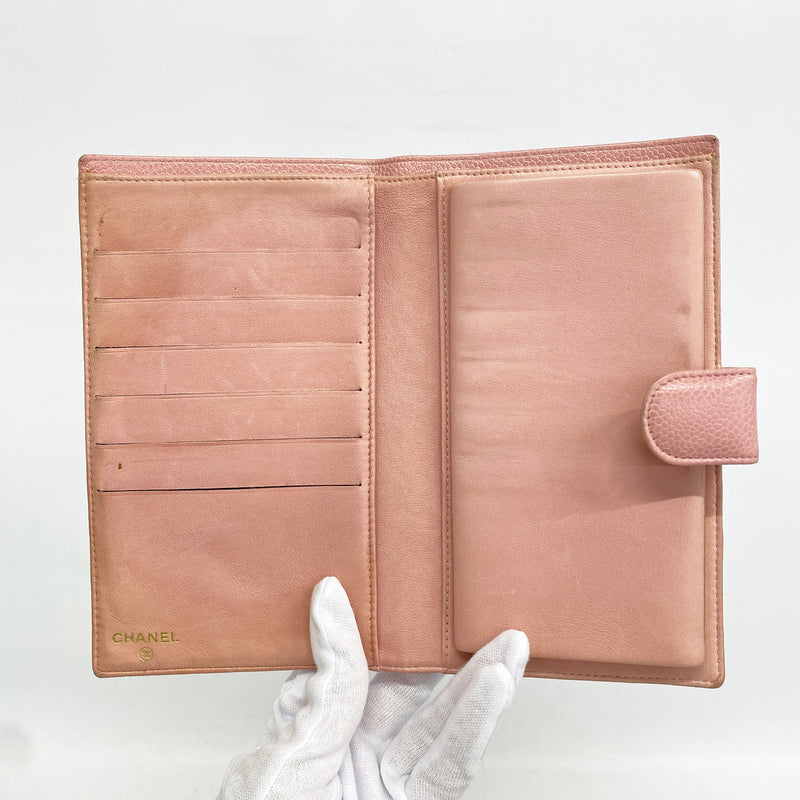 【6kb1903】シャネル 長財布 キャビアスキン ピンク ゴールド金具【中古】レディース
