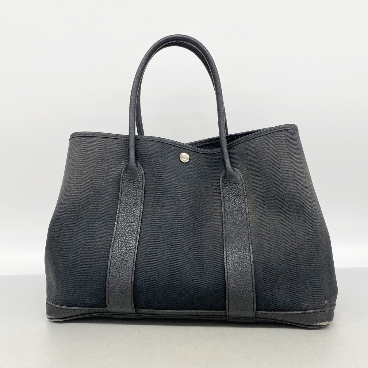 【6kb1904】エルメス トートバッグ ガーデンパーティPM トワルシェブロン ブラック シルバー金具 C刻印【中古】レディース