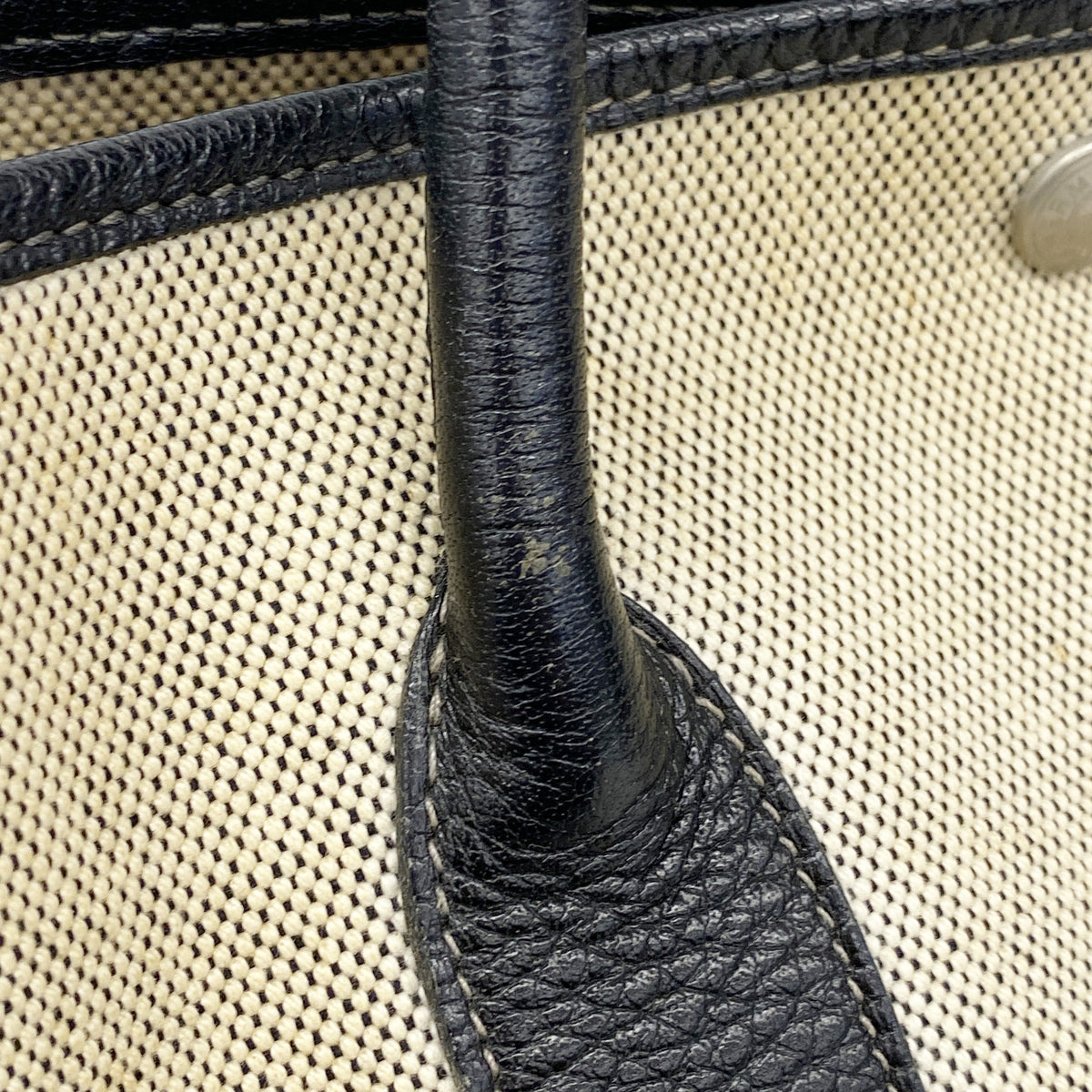 【6kb1922】エルメス トートバッグ ガーデンパーティPM トワルアッシュ ブラック シルバー金具 □G刻印【中古】レディース