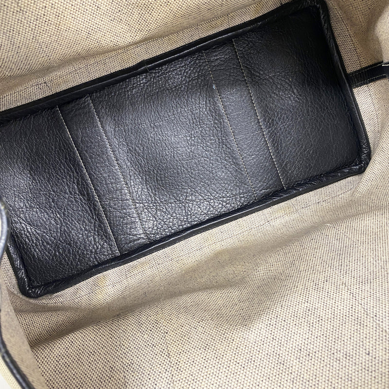 【6kb1922】エルメス トートバッグ ガーデンパーティPM トワルアッシュ ブラック シルバー金具 □G刻印【中古】レディース