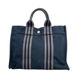 【6kb1933】エルメス トートバッグ フールトゥPM キャンバス ブラック シルバー金具【中古】レディース