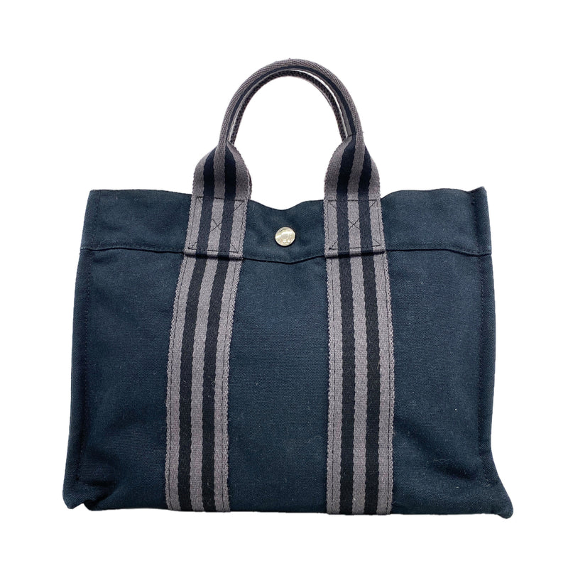 【6kb1933】エルメス トートバッグ フールトゥPM キャンバス ブラック シルバー金具【中古】レディース