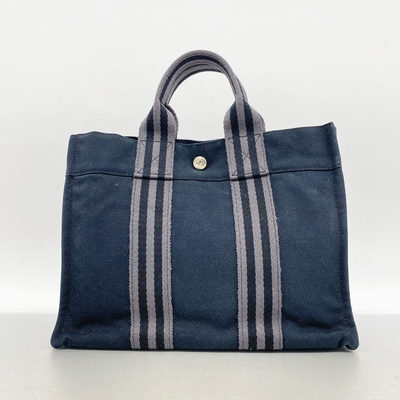 【6kb1933】エルメス トートバッグ フールトゥPM キャンバス ブラック シルバー金具【中古】レディース