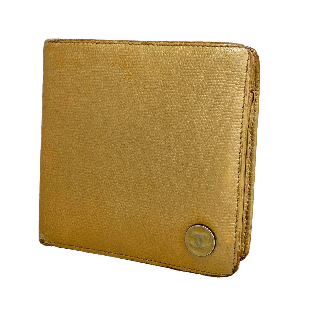 【6kc1969】シャネル 財布 ココボタン レザー ベージュ シルバー金具【中古】レディース