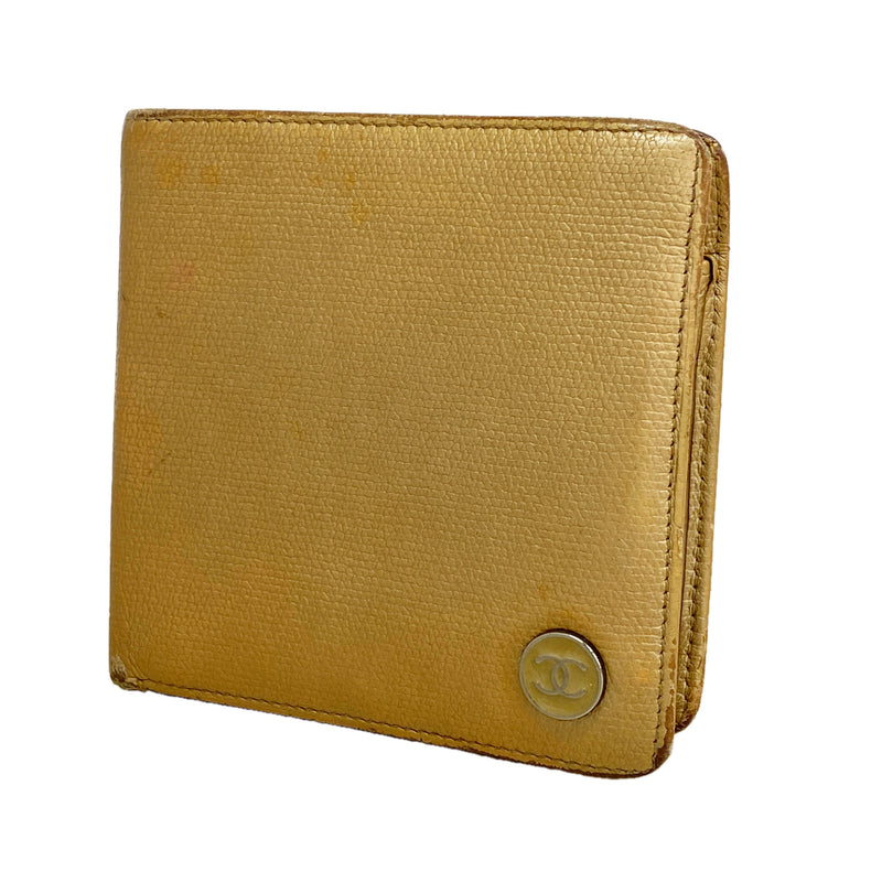 【6kc1969】シャネル 財布 ココボタン レザー ベージュ シルバー金具【中古】レディース